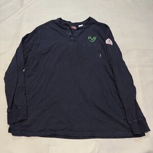 Bulwark FR Flame Fire Resistant Henley Shirt Men XXL Navy Long Sleeve Weld-6994